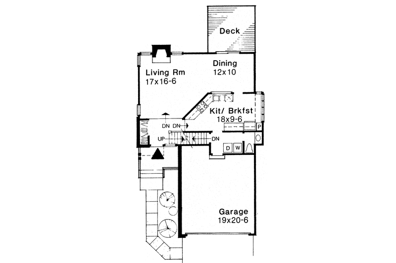 Home Plan - Floor Plan - Main Floor for Contemporary House Plan #320-668 - 3 bed, 2.5 bath