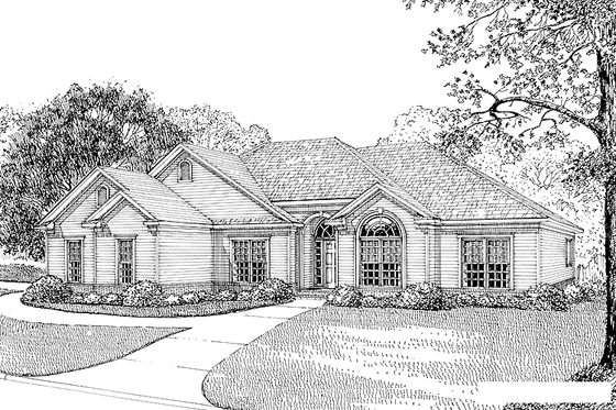Exterior - Front Elevation 4 for Ranch House Plan #17-2731 - 4 bed, 3 bath