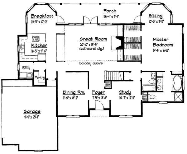 House Design - Colonial Floor Plan - Main Floor Plan #1051-10