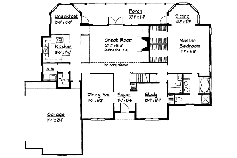 Dream House Plan - Floor Plan - Main Floor for Colonial House Plan #1051-10 - 3 bed, 3 bath