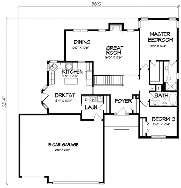 Dream House Plan - Ranch Floor Plan - Main Floor Plan #320-1467