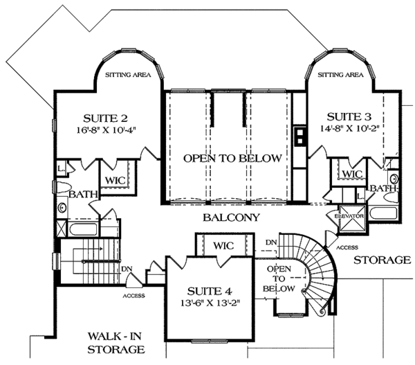 Dream House Plan - Country Floor Plan - Upper Floor Plan #453-456
