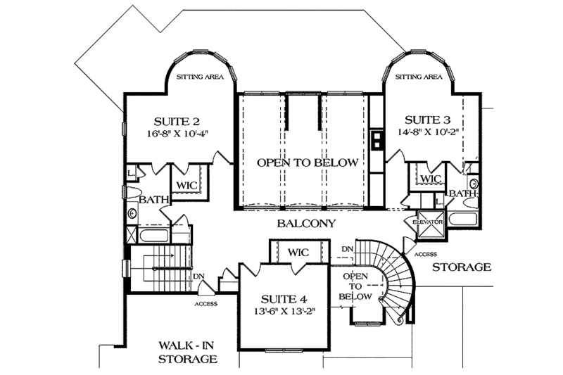 Home Plan - Floor Plan - Upper Floor for Country House Plan #453-456 - 5 bed, 4 bath