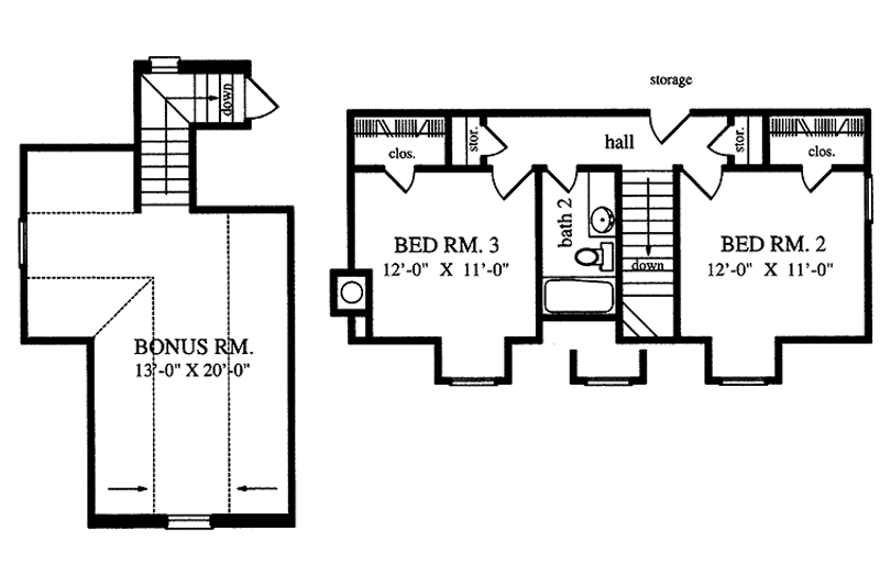 House Blueprint - Floor Plan - Upper Floor for Country House Plan #42-710 - 3 bed, 2.5 bath