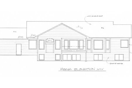 Exterior - Rear Elevation for Traditional House Plan #58-182 - 3 bed, 2 bath