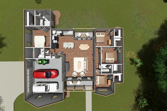 Floor Plan - Lower Floor for Country House Plan #20-193 - 4 bed, 2 bath