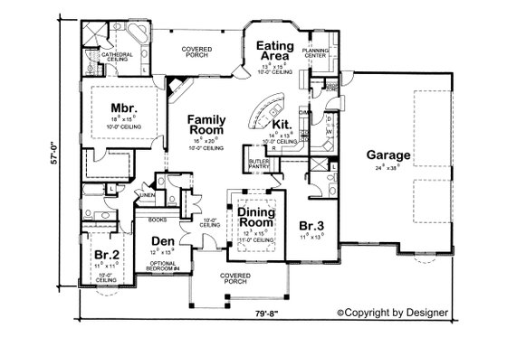 Floor Plan - Main Floor for European House Plan #20-1820 - 3 bed, 4 bath