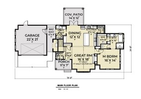 Floor Plan - Main Floor for Farmhouse House Plan #1070-34 - 3 bed, 2.5 bath