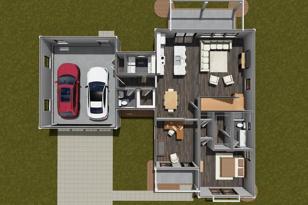 House Design - Floor Plan - Main Floor for Farmhouse House Plan #513-2306 - 3 bed, 3.5 bath