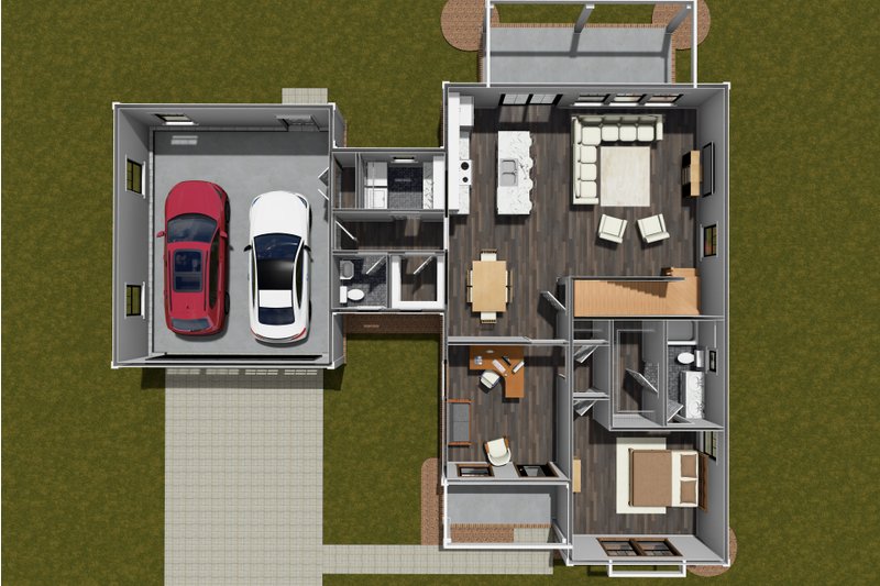 House Design - Floor Plan - Main Floor for Farmhouse House Plan #513-2306 - 3 bed, 3.5 bath