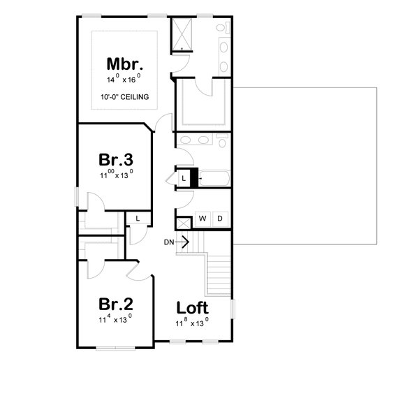 House Design - Floor Plan - Upper Floor for Farmhouse House Plan #20-2642 - 3 bed, 2.5 bath
