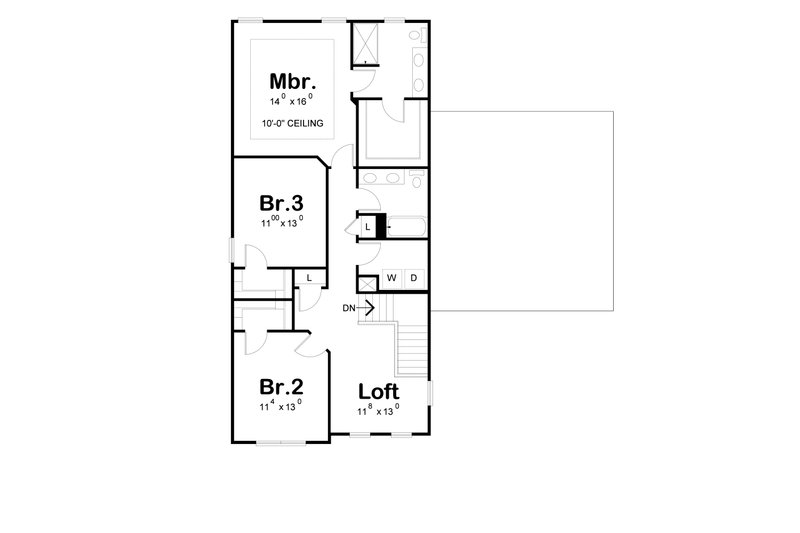 House Design - Floor Plan - Upper Floor for Farmhouse House Plan #20-2642 - 3 bed, 2.5 bath