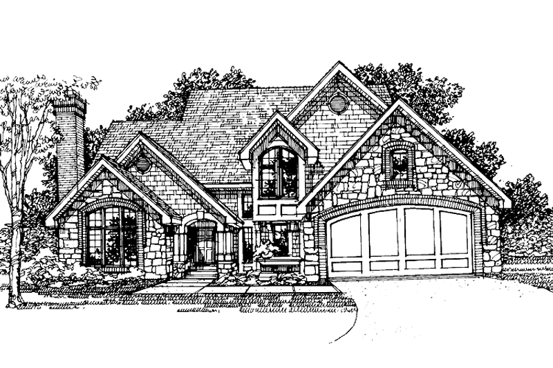 Architectural House Design - Exterior - Front Elevation 3 for Country House Plan #320-691 - 4 bed, 3.5 bath