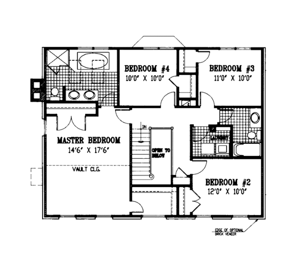 Architectural House Design - Classical Floor Plan - Upper Floor Plan #953-7