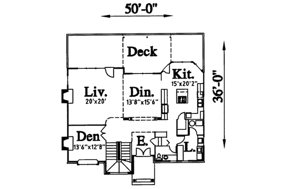 Floor Plan - Main Floor for Traditional House Plan #303-313 - 5 bed, 3.5 bath