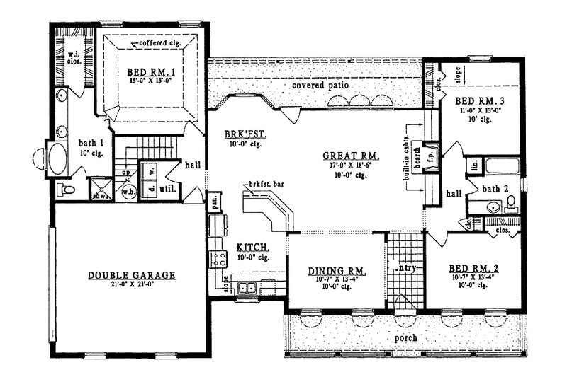 Home Plan - Floor Plan - Main Floor for Country House Plan #42-540 - 3 bed, 2 bath
