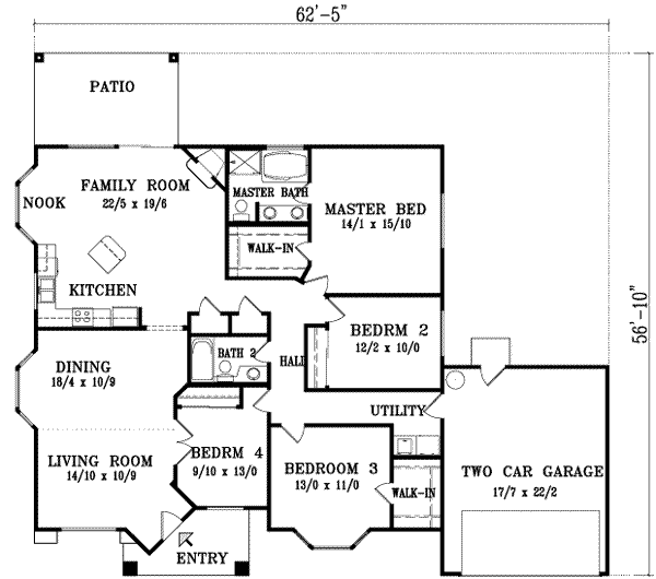 Adobe / Southwestern Floor Plan - Main Floor Plan #1-1015