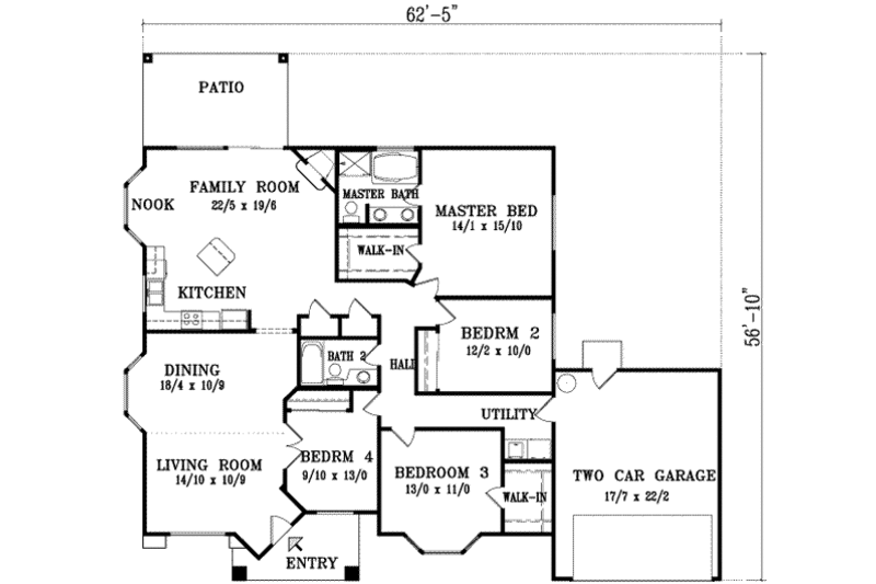 Adobe / Southwestern Style House Plan - 4 Beds 2 Baths 1895 Sq/Ft Plan ...