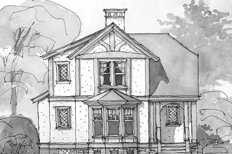 Home Plan - Exterior - Front Elevation 3 for Tudor House Plan #429-318 - 2 bed, 2.5 bath
