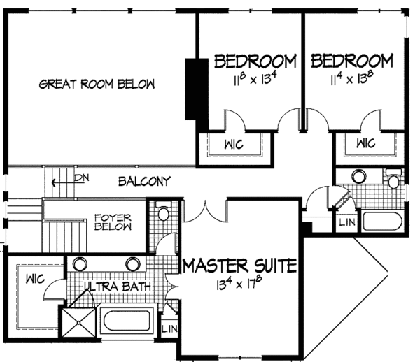 House Plan Design - Traditional Floor Plan - Upper Floor Plan #51-944