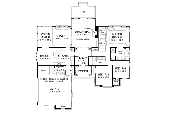 Floor Plan - Main Floor for Ranch House Plan #929-582 - 3 bed, 2 bath