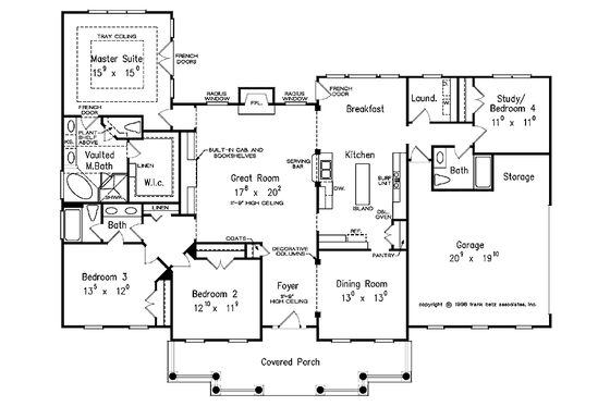 Floor Plan - Main Floor for Classical House Plan #927-252 - 4 bed, 3 bath