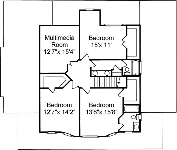 Architectural House Design - Country Floor Plan - Upper Floor Plan #37-242