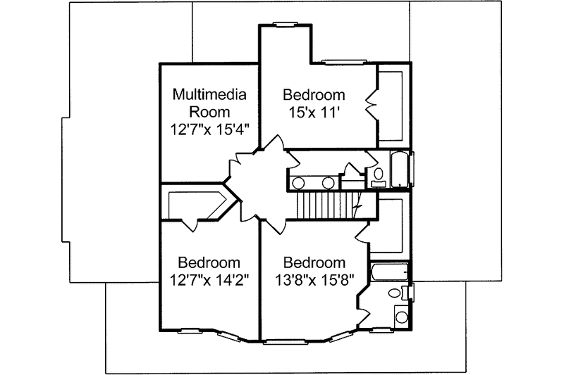 Architectural House Design - Floor Plan - Upper Floor for Country House Plan #37-242 - 4 bed, 3.5 bath