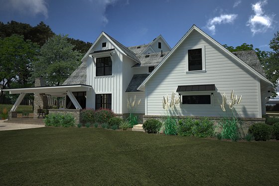 Exterior - Rear Elevation 3 for Country House Plan #120-250 - 4 bed, 4.5 bath