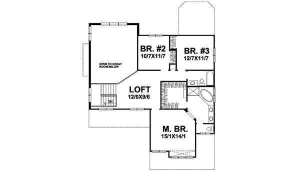 Traditional Floor Plan - Upper Floor Plan #50-277