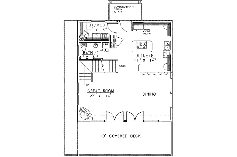 Home Plan - Floor Plan - Main Floor for Modern House Plan #117-227 - 3 bed, 3 bath
