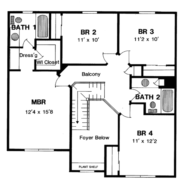 Home Plan - Colonial Floor Plan - Upper Floor Plan #316-187