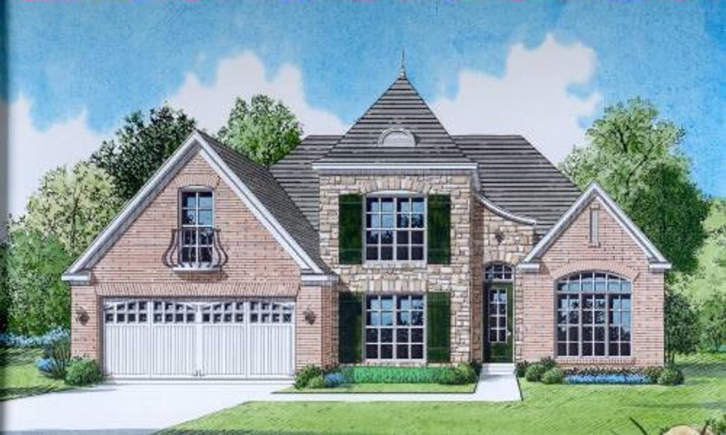 Exterior - Front Elevation 2 for European House Plan #424-98 - 4 bed, 3 bath
