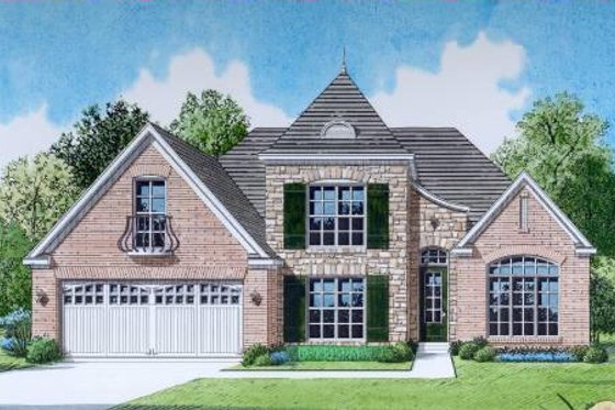 Exterior - Front Elevation for European House Plan #424-98 - 4 bed, 3 bath