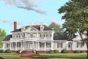 Exterior - Front Elevation 3 for Southern House Plan #137-186 - 4 bed, 5.5 bath