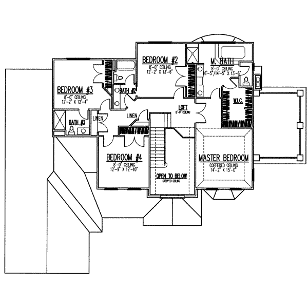 Traditional Floor Plan - Upper Floor Plan #9-106