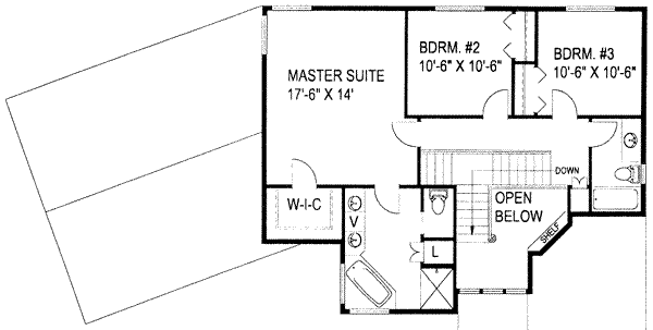 House Blueprint - Traditional Floor Plan - Upper Floor Plan #117-213