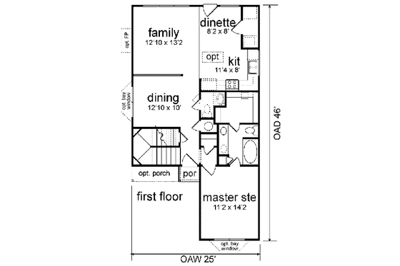 Floor Plan - Main Floor for Colonial House Plan #84-121 - 4 bed, 2.5 bath