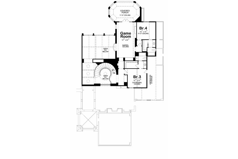 House Blueprint - Floor Plan - Upper Floor for European House Plan #20-2175 - 4 bed, 5 bath