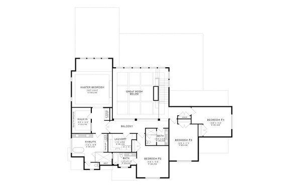 Floor Plan - Upper Floor for European House Plan #1086-16 - 4 bed, 3.5 bath