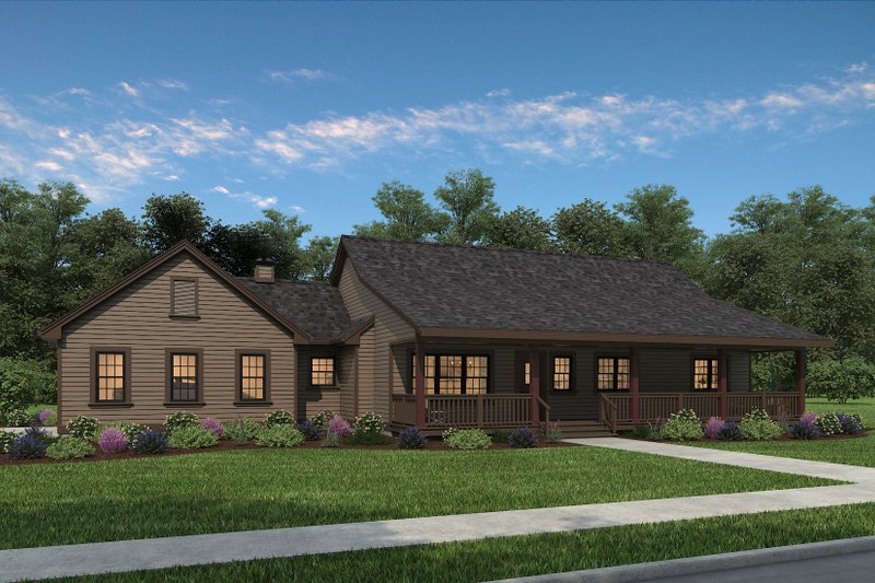 Dream House Plan - Exterior - Front Elevation 4 for Ranch House Plan #47-1023 - 3 bed, 2 bath