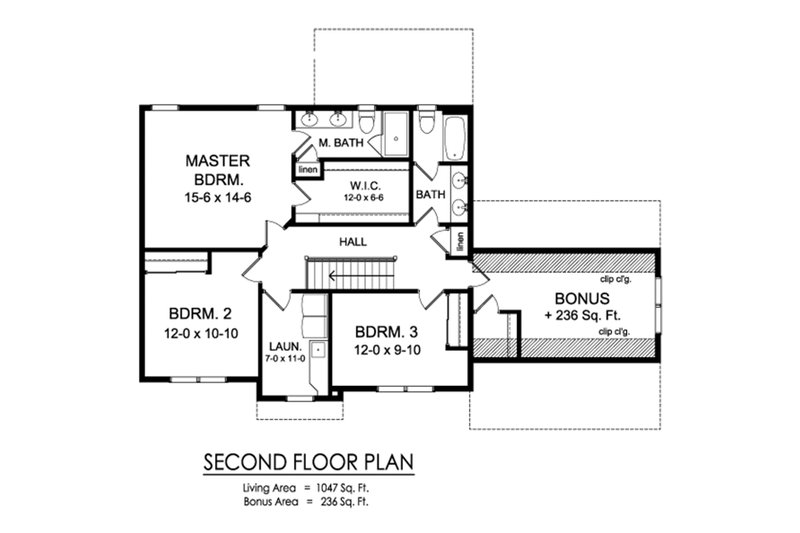 Architectural House Design - Floor Plan - Upper Floor for Traditional House Plan #1010-240 - 3 bed, 2.5 bath