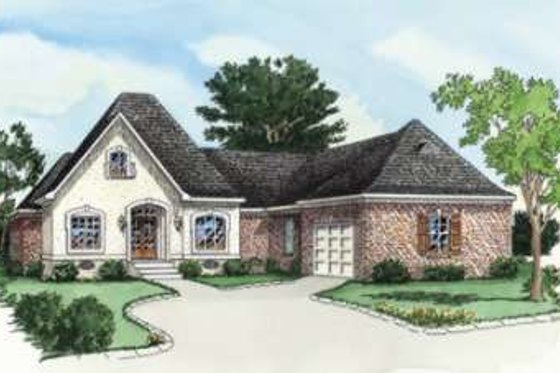 Exterior - Front Elevation for European House Plan #16-329 - 4 bed, 3 bath