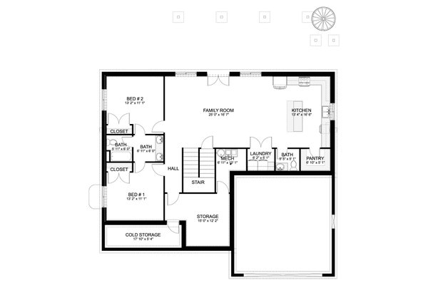 Craftsman Floor Plan - Lower Floor Plan #1060-246