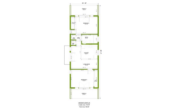 Floor Plan - Main Floor for Cabin House Plan #1106-120 - 2 bed, 1 bath