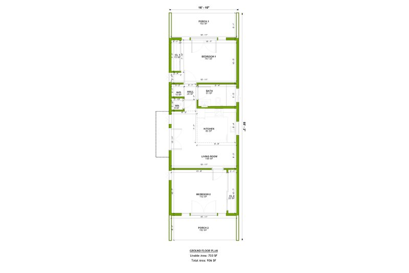 House Design - Floor Plan - Main Floor for Cabin House Plan #1106-120 - 2 bed, 1 bath