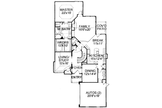 Floor Plan - Main Floor for European House Plan #141-155 - 3 bed, 2.5 bath