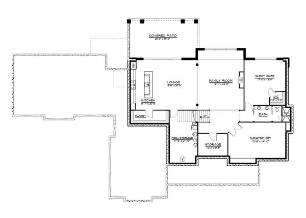 Dream House Plan - Farmhouse Floor Plan - Lower Floor Plan #1064-99