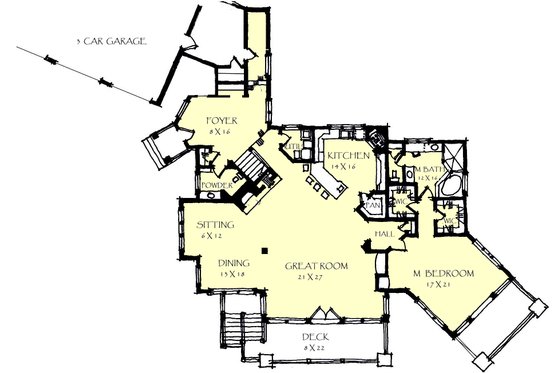 Floor Plan - Main Floor for Craftsman House Plan #921-26 - 3 bed, 2.5 bath