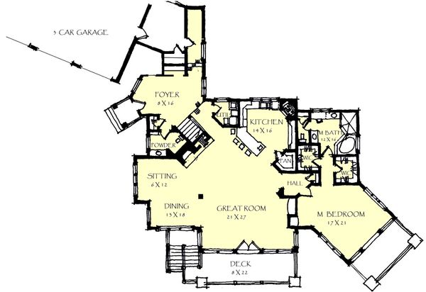 Craftsman Floor Plan - Main Floor Plan #921-26